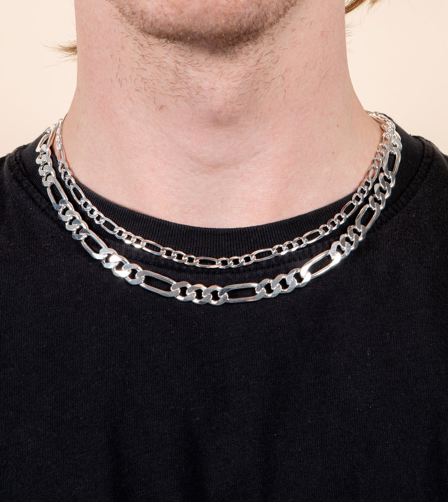 Silver Figaro Chain Necklace - 14K  - Olive & Chain Fine Jewelry
