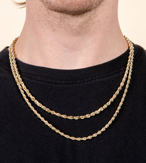 Solid 14k Gold Rope Chain Necklace - 14K  - Olive & Chain Fine Jewelry