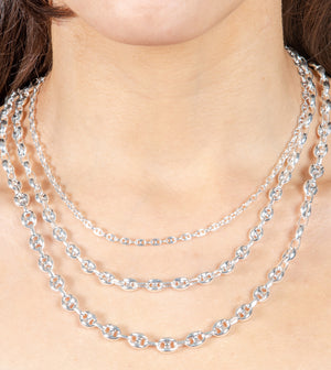 Silver Puffed Mariner Chain Necklace - 14K  - Olive & Chain Fine Jewelry