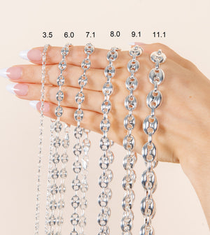 Silver Puffed Mariner Chain Necklace - 14K  - Olive & Chain Fine Jewelry