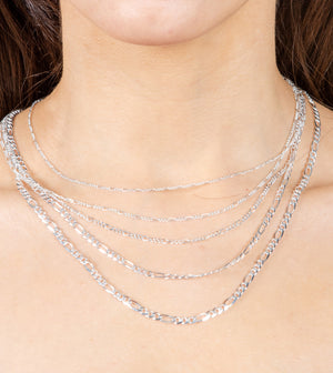 Silver Figaro Chain Necklace - 14K  - Olive & Chain Fine Jewelry