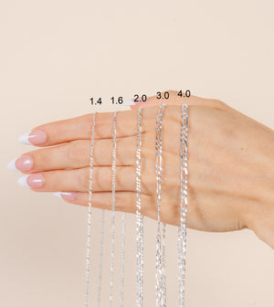 Silver Figaro Chain Necklace - 14K  - Olive & Chain Fine Jewelry