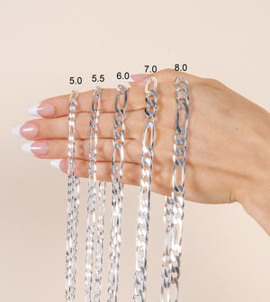 Silver Figaro Chain Necklace - 14K  - Olive & Chain Fine Jewelry