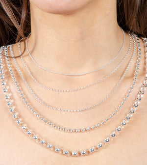 Silver Rolo Flat Link Chain Necklace - 14K  - Olive & Chain Fine Jewelry