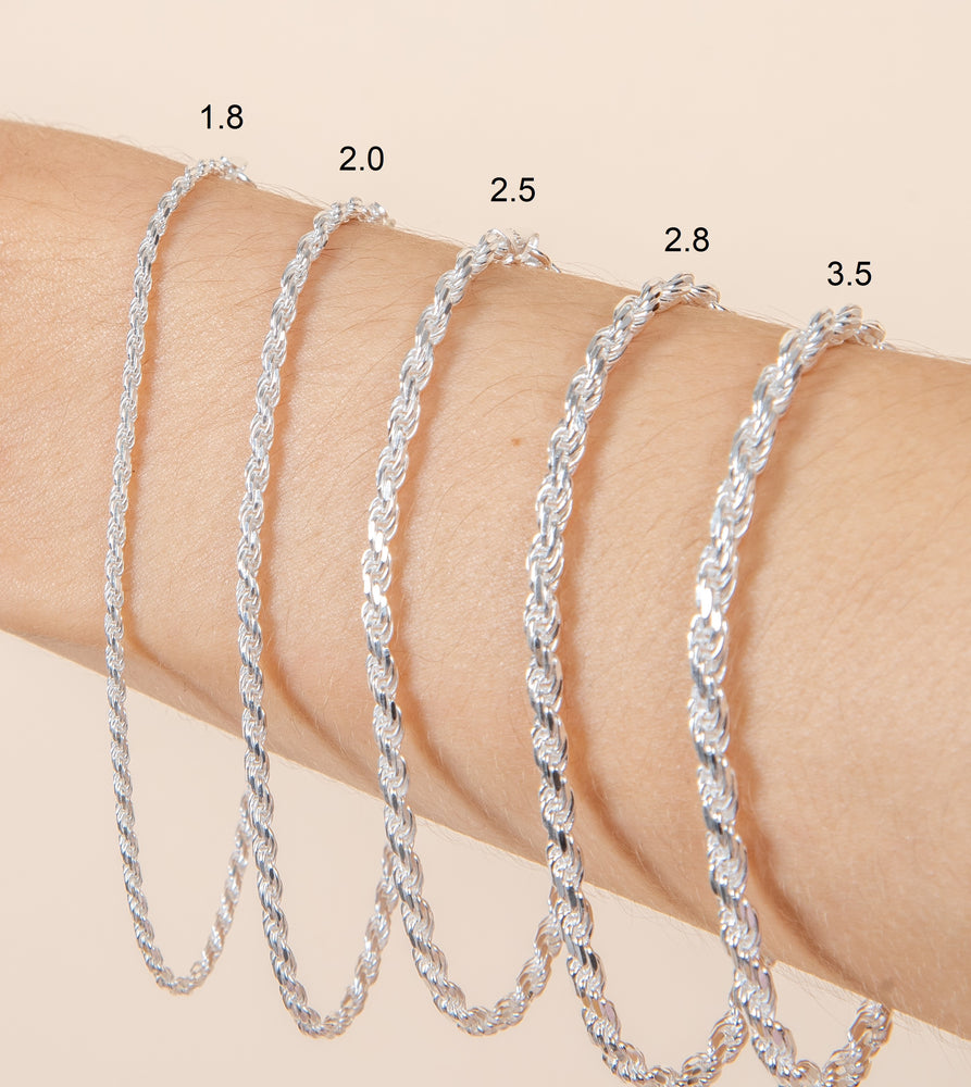 Silver Rope Chain Bracelet - 14K  - Olive & Chain Fine Jewelry