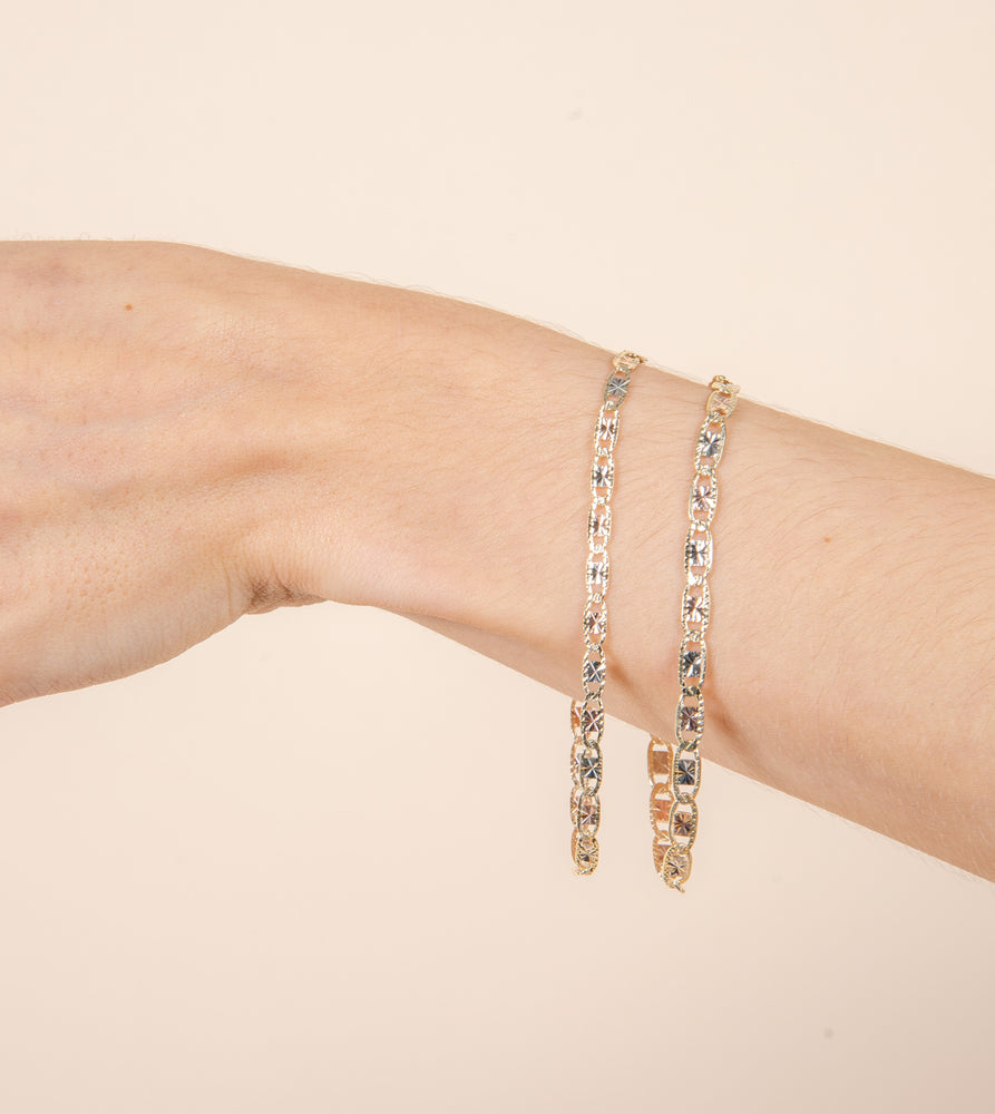 14k Valentino Tri-Color Chain Bracelet - 14K  - Olive & Chain Fine Jewelry