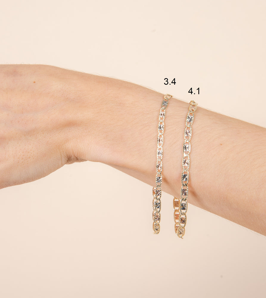 14k Valentino Tri-Color Chain Bracelet - 14K  - Olive & Chain Fine Jewelry