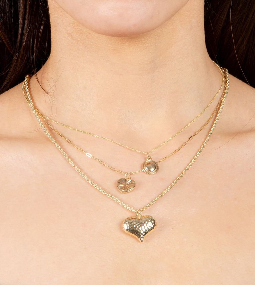 14k Gold Heart Ray Necklace - 14K  - Olive & Chain Fine Jewelry