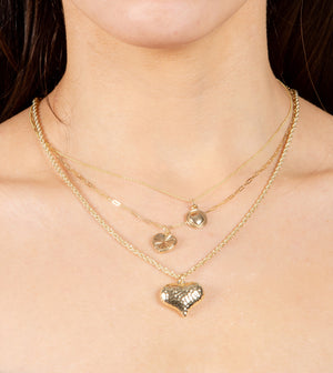 14k Gold Heart Ray Necklace - 14K  - Olive & Chain Fine Jewelry