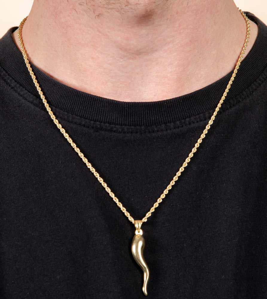 14k Gold Italian Horn Cornicello Necklace - 14K  - Olive & Chain Fine Jewelry