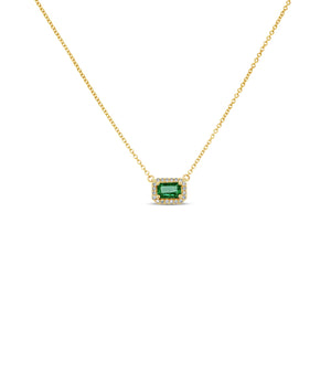 Emerald & Diamond Necklace - 14K Yellow Gold - Olive & Chain Fine Jewelry