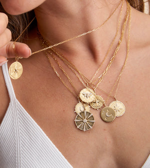 Diamond Snake Medallion Disc Necklace - 14K - OLIVE & CHAIN Fine Jewelry