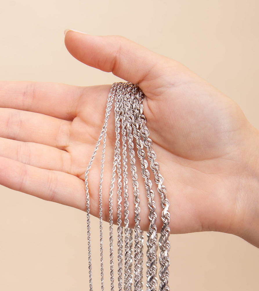 Solid 10k White Gold Rope Chain Necklace - 14K - OLIVE & CHAIN Fine Jewelry