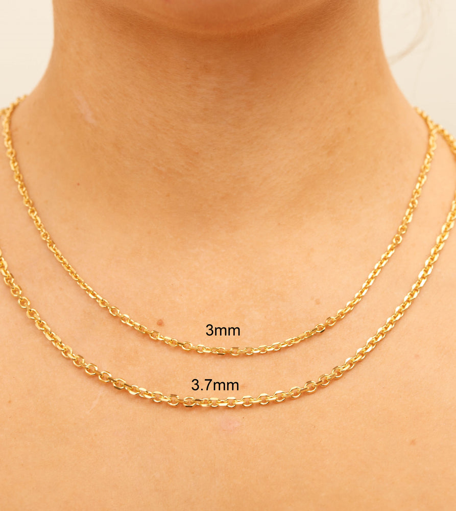 14k Gold Cable Anchor Chain Necklace - 14K  - Olive & Chain Fine Jewelry
