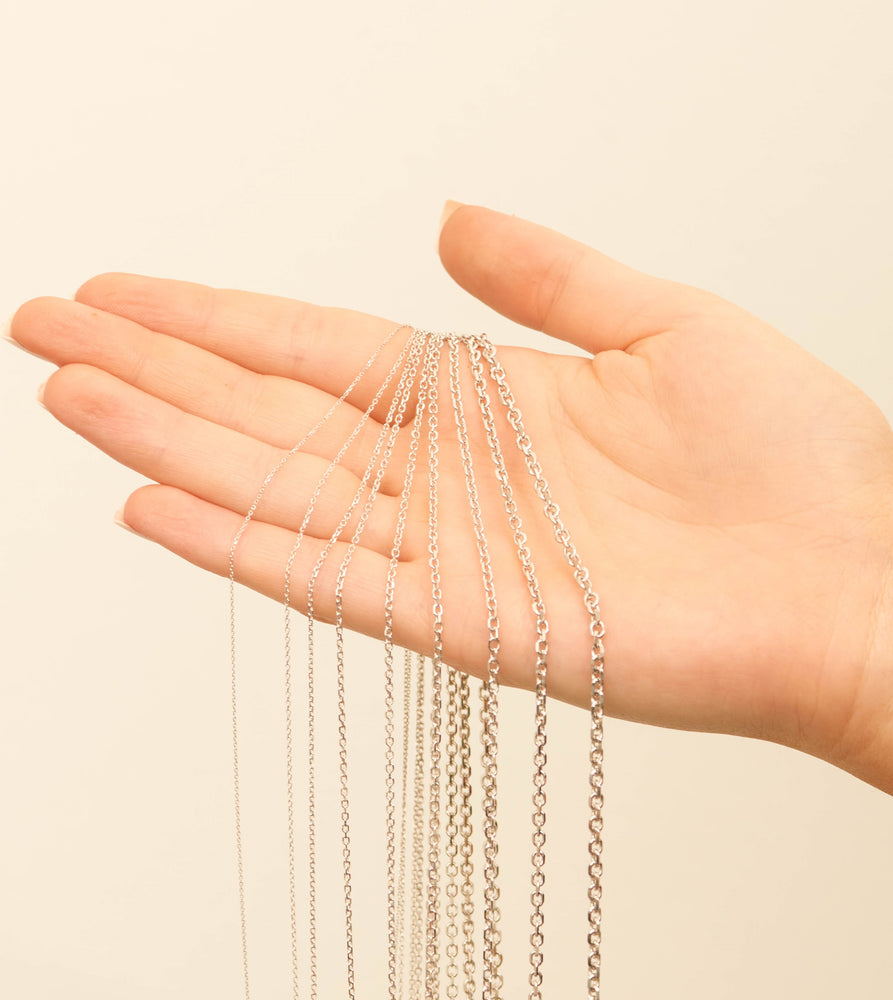 14k White Gold Cable Anchor Chain Necklace - 14K - OLIVE & CHAIN Fine Jewelry