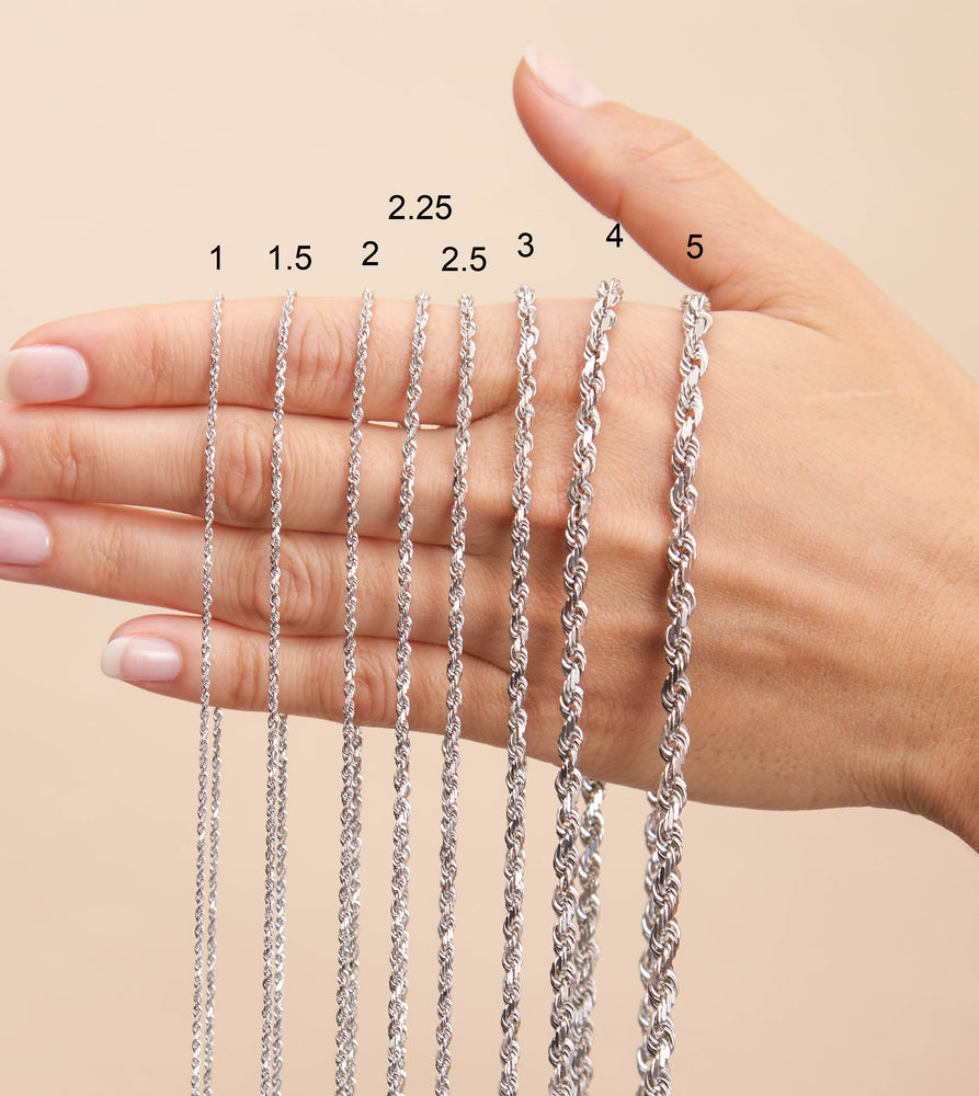 Solid 10k White Gold Rope Chain Necklace - 14K - OLIVE & CHAIN Fine Jewelry