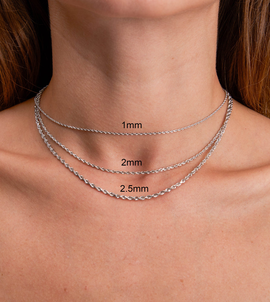 Solid 10k White Gold Rope Chain Necklace - 14K  - Olive & Chain Fine Jewelry