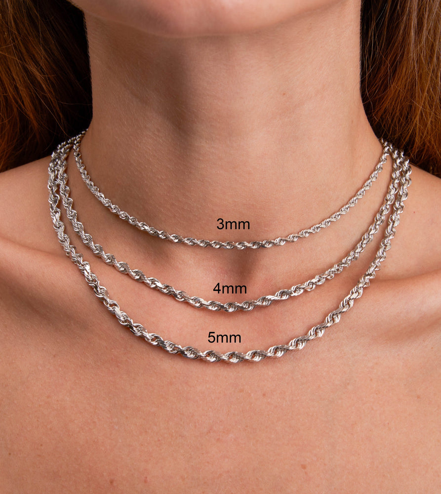 Solid 14k White Gold Rope Chain Necklace - 14K - OLIVE & CHAIN Fine Jewelry