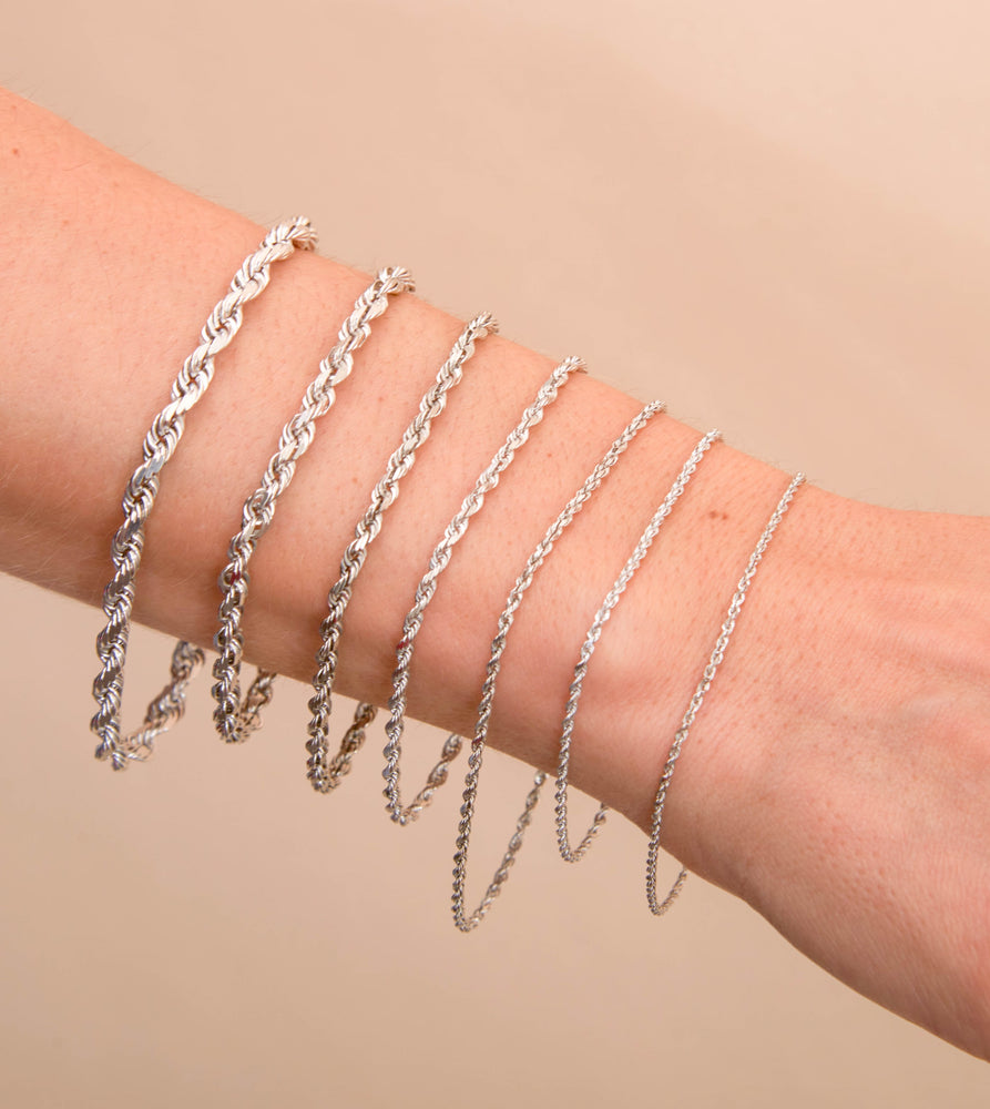 Solid 10k White Gold Rope Chain Bracelet - 14K - OLIVE & CHAIN Fine Jewelry