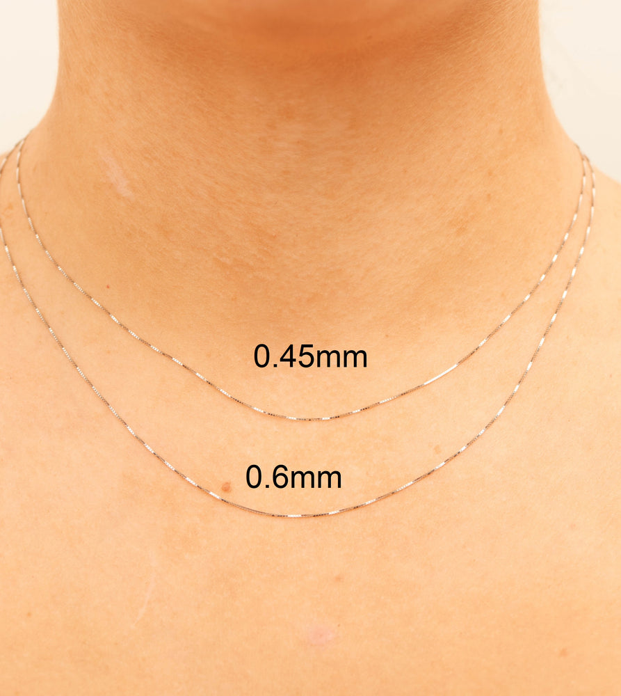 14k White Gold Box Chain Necklace - 14K - OLIVE & CHAIN Fine Jewelry