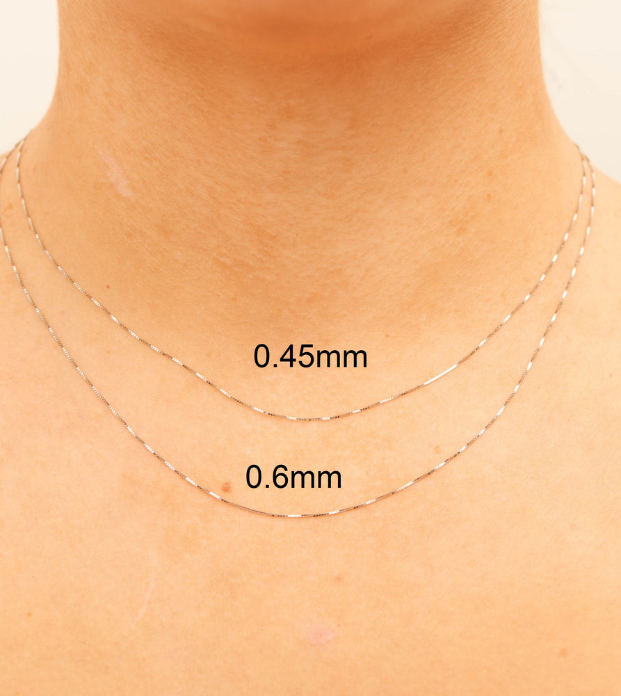 14k White Gold Box Chain Necklace - 14K  - Olive & Chain Fine Jewelry