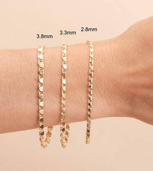 14k Gold Heart Mirror Chain Bracelet - 14K - OLIVE & CHAIN Fine Jewelry