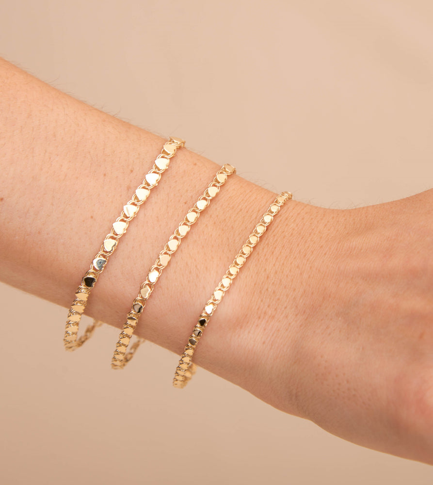 14k Gold Heart Mirror Chain Bracelet - 14K  - Olive & Chain Fine Jewelry