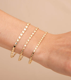 14k Gold Heart Mirror Chain Bracelet - 14K - OLIVE & CHAIN Fine Jewelry
