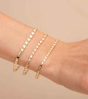 14k Gold Heart Mirror Chain Bracelet - 14K  - Olive & Chain Fine Jewelry