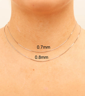 14k White Gold Box Chain Necklace - 14K - OLIVE & CHAIN Fine Jewelry