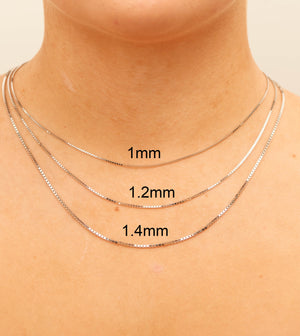 14k White Gold Box Chain Necklace - 14K - OLIVE & CHAIN Fine Jewelry