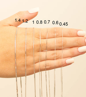 14k White Gold Box Chain Necklace - 14K  - Olive & Chain Fine Jewelry