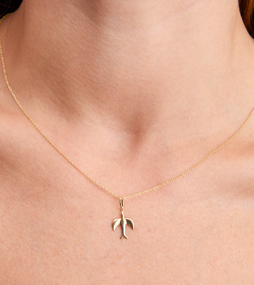 14k Gold Bird Necklace - 14K  - Olive & Chain Fine Jewelry