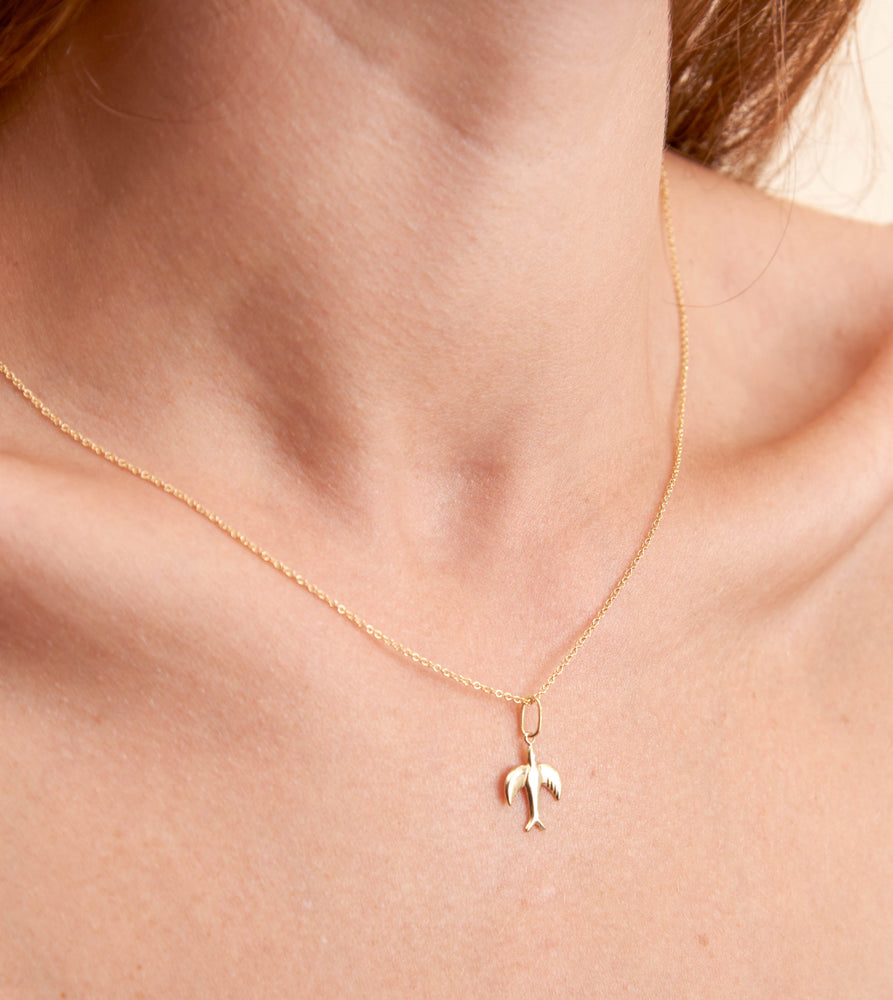 14k Gold Bird Necklace - 14K  - Olive & Chain Fine Jewelry