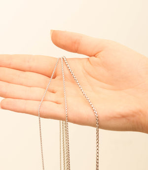 14k White Gold Round Box Chain Necklace - 14K  - Olive & Chain Fine Jewelry