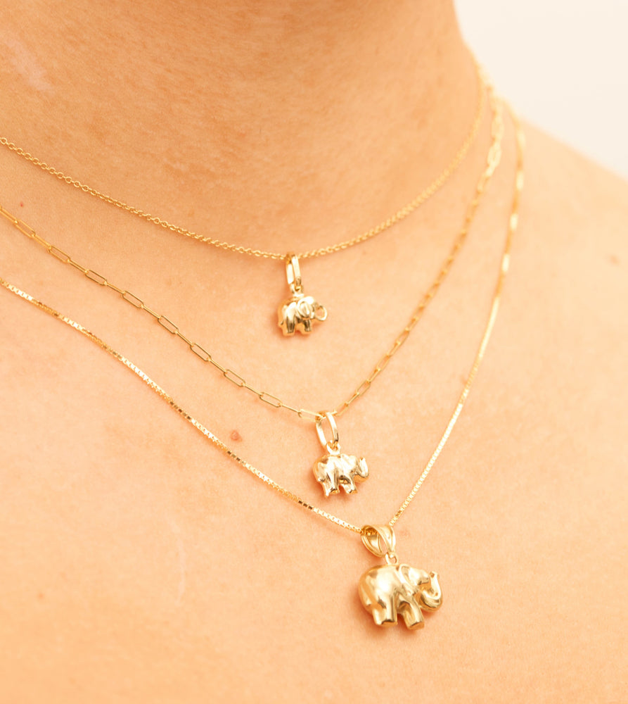 14k Gold Elephant Necklace - 14K  - Olive & Chain Fine Jewelry
