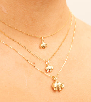 14k Gold Elephant Necklace - 14K  - Olive & Chain Fine Jewelry