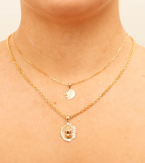 14k Gold Lion Head Charm Necklace - 14K  - Olive & Chain Fine Jewelry