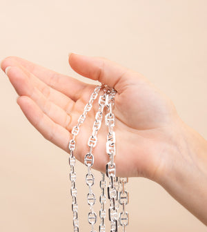 Silver Anchor Mariner Link Chain Necklace - 14K  - Olive & Chain Fine Jewelry