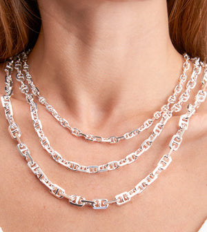 Silver Anchor Mariner Link Chain Necklace - 14K  - Olive & Chain Fine Jewelry