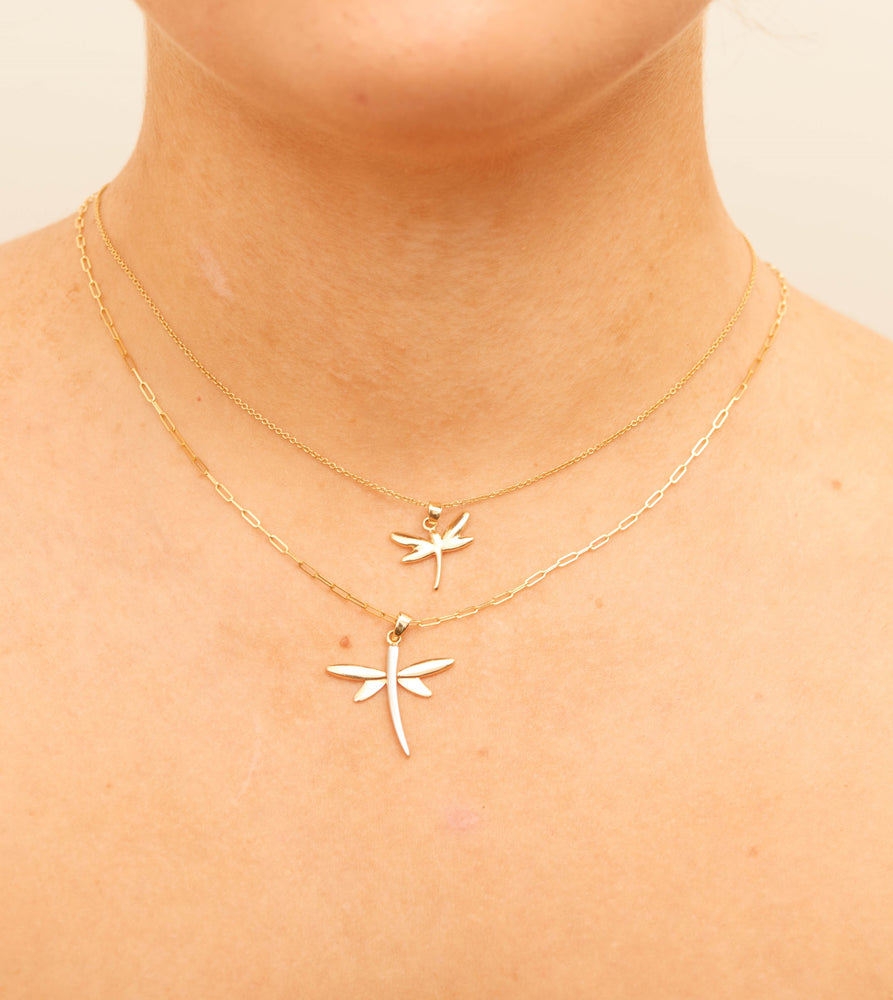 14k Gold Dragonfly Charm Pendant Necklace - 14K  - Olive & Chain Fine Jewelry