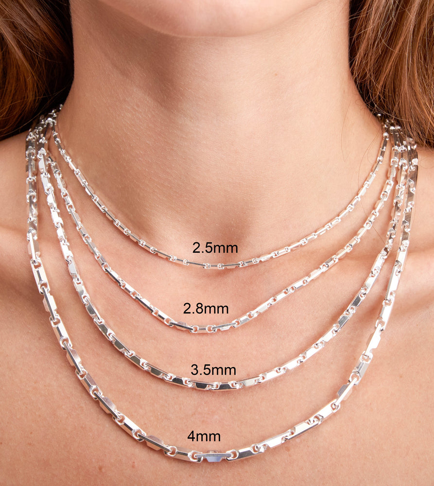 Silver Heshe Link Chain Necklace Olive Chain