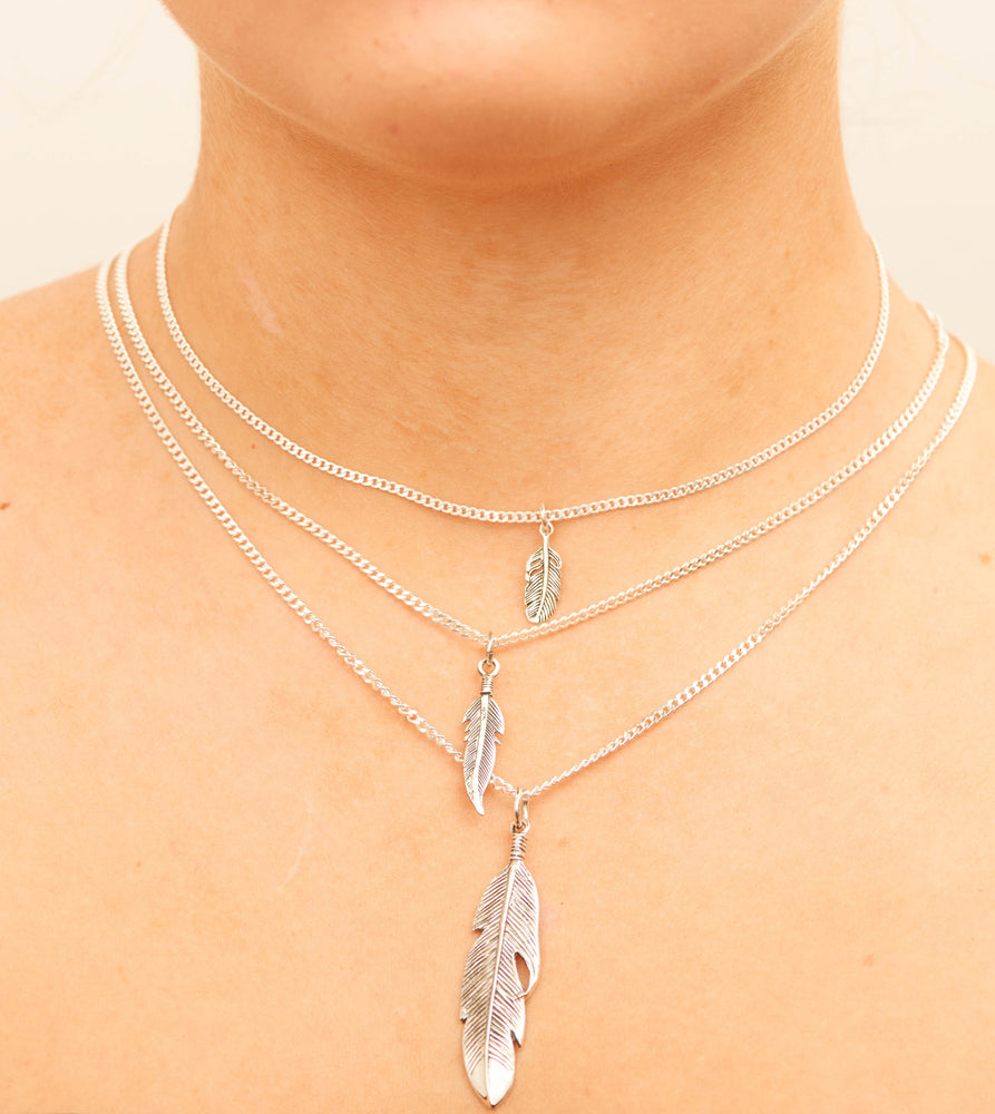 Silver Feather Charm Necklace - 14K  - Olive & Chain Fine Jewelry