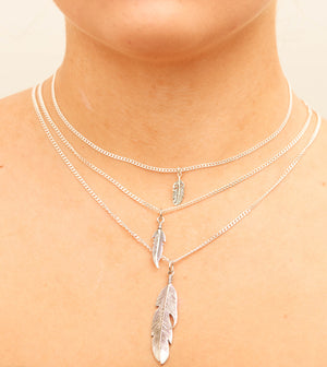 Silver Feather Charm Necklace - 14K  - Olive & Chain Fine Jewelry