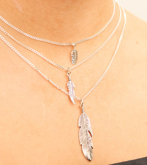 Silver Feather Charm Necklace - 14K  - Olive & Chain Fine Jewelry