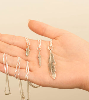 Silver Feather Charm Necklace - 14K  - Olive & Chain Fine Jewelry