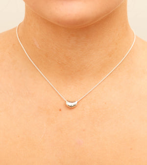 Silver Bean Charm Necklace - 14K  - Olive & Chain Fine Jewelry
