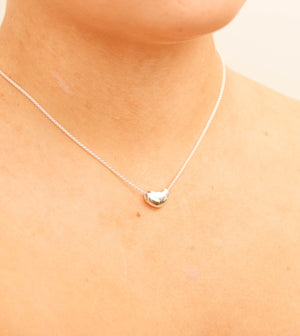 Silver Bean Charm Necklace - 14K  - Olive & Chain Fine Jewelry