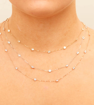 14k Gold Simulate Diamond By The Yard Chain Necklace - 14K  - Olive & Chain Fine Jewelry