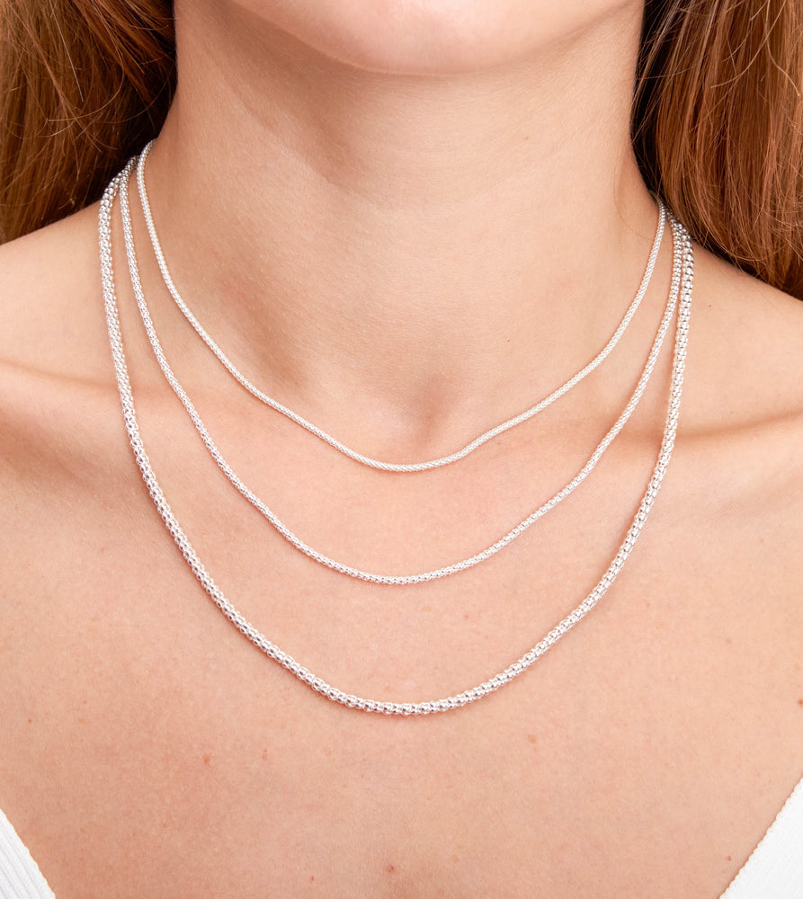 Silver Coreana Popcorn Chain Necklace - 14K  - Olive & Chain Fine Jewelry